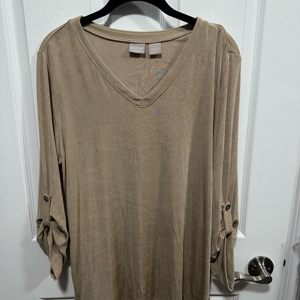 Chico's Beige V-Neck Tunic Top